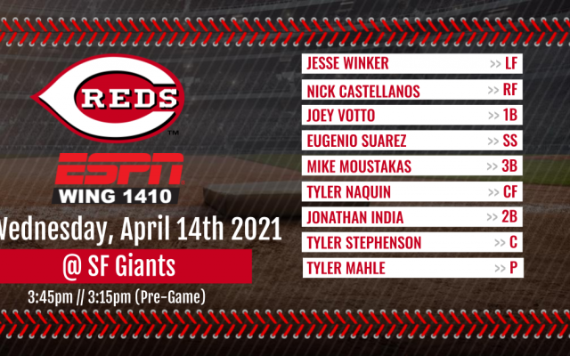 TODAY’S REDS LINEUP: Reds at Giants GM3 3:45pm on ESPN 1410 WING-AM